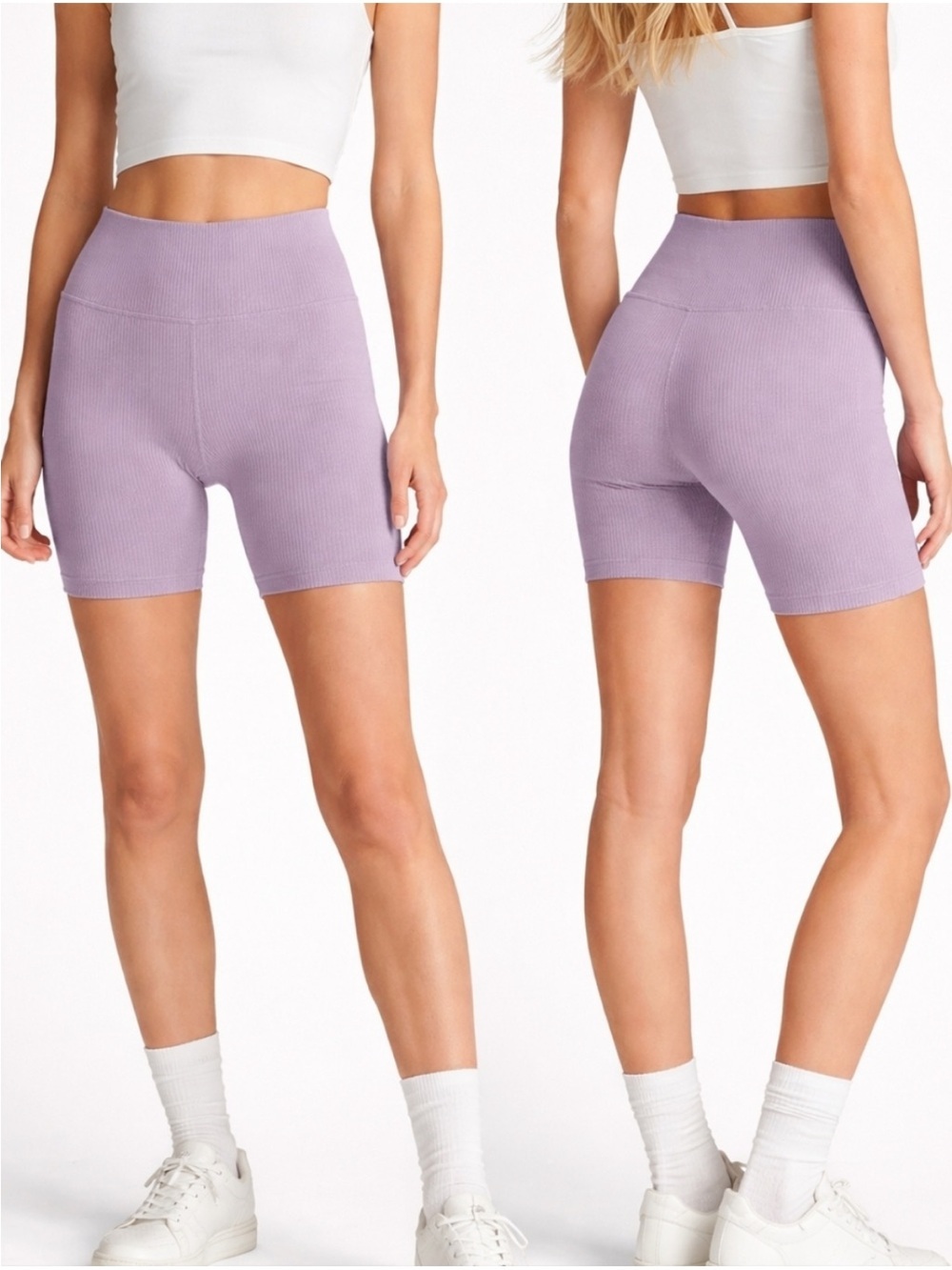 NWT EVERLANE Seamless Bike Shorts Light Purple 8"